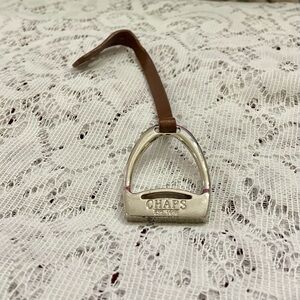 Chaps Brown Leather  2-way Handbag Charm-Key Chain